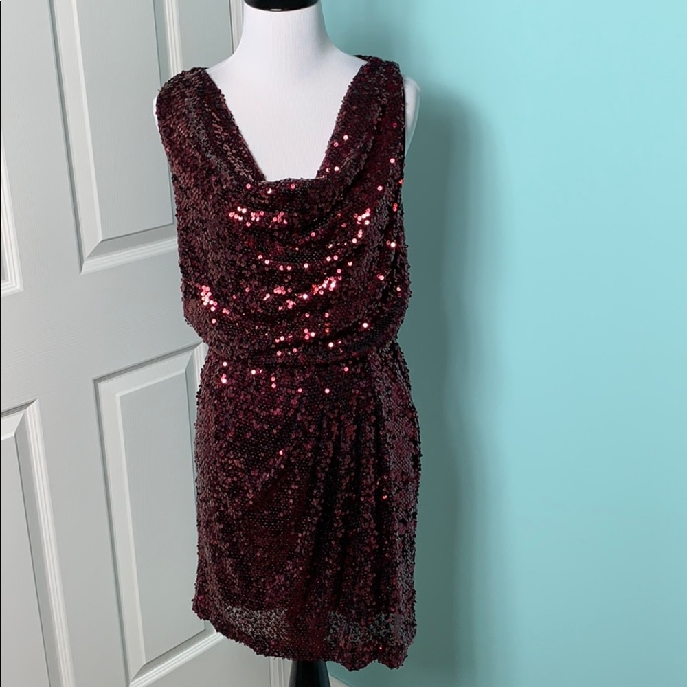 Cache Merlot Sequin Mini Dress - Picture 11 of 12